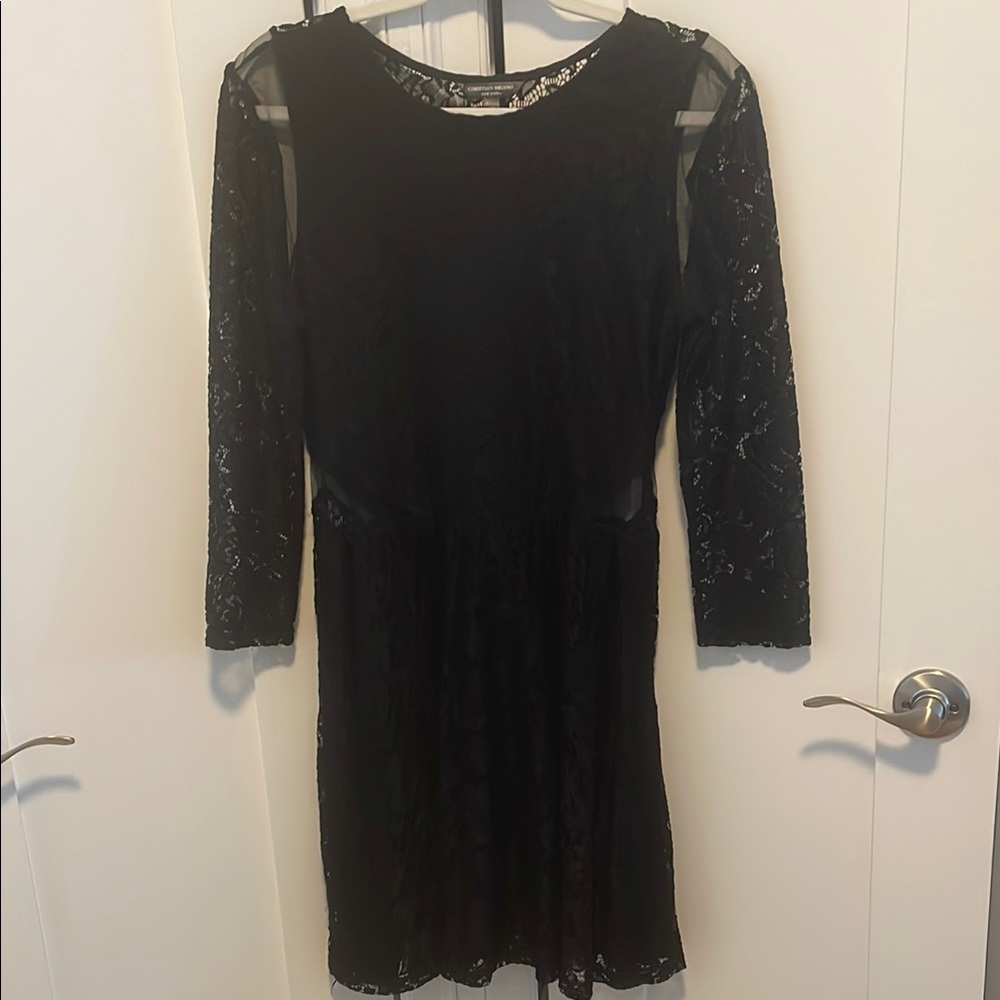 Christian Siriano Black Long Sleeve Cocktail Dress
